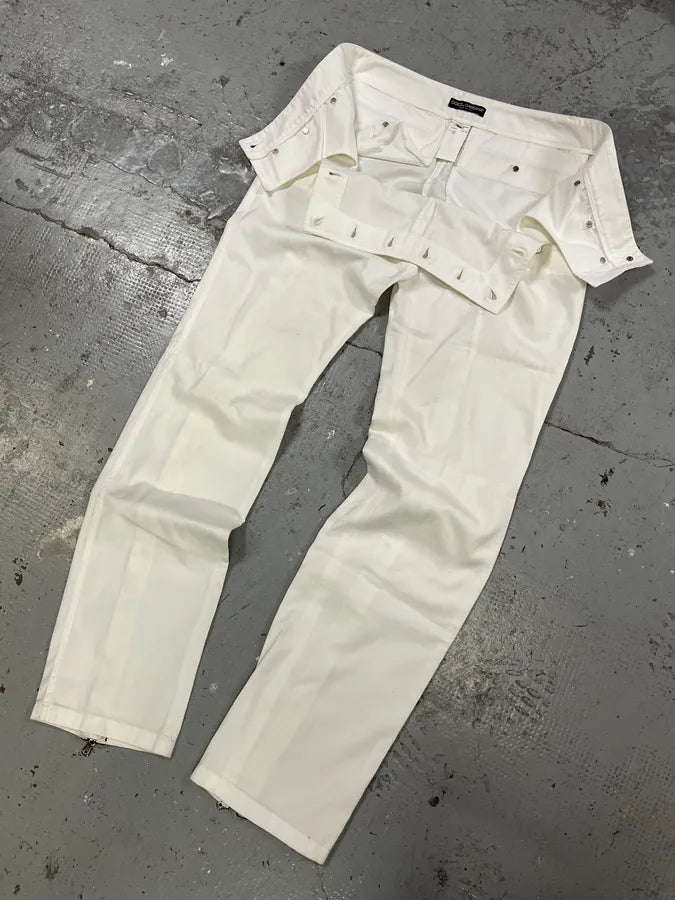 SS2003 Dolce & Gabbana White Sex Back Zip Pants mBchgNy 6