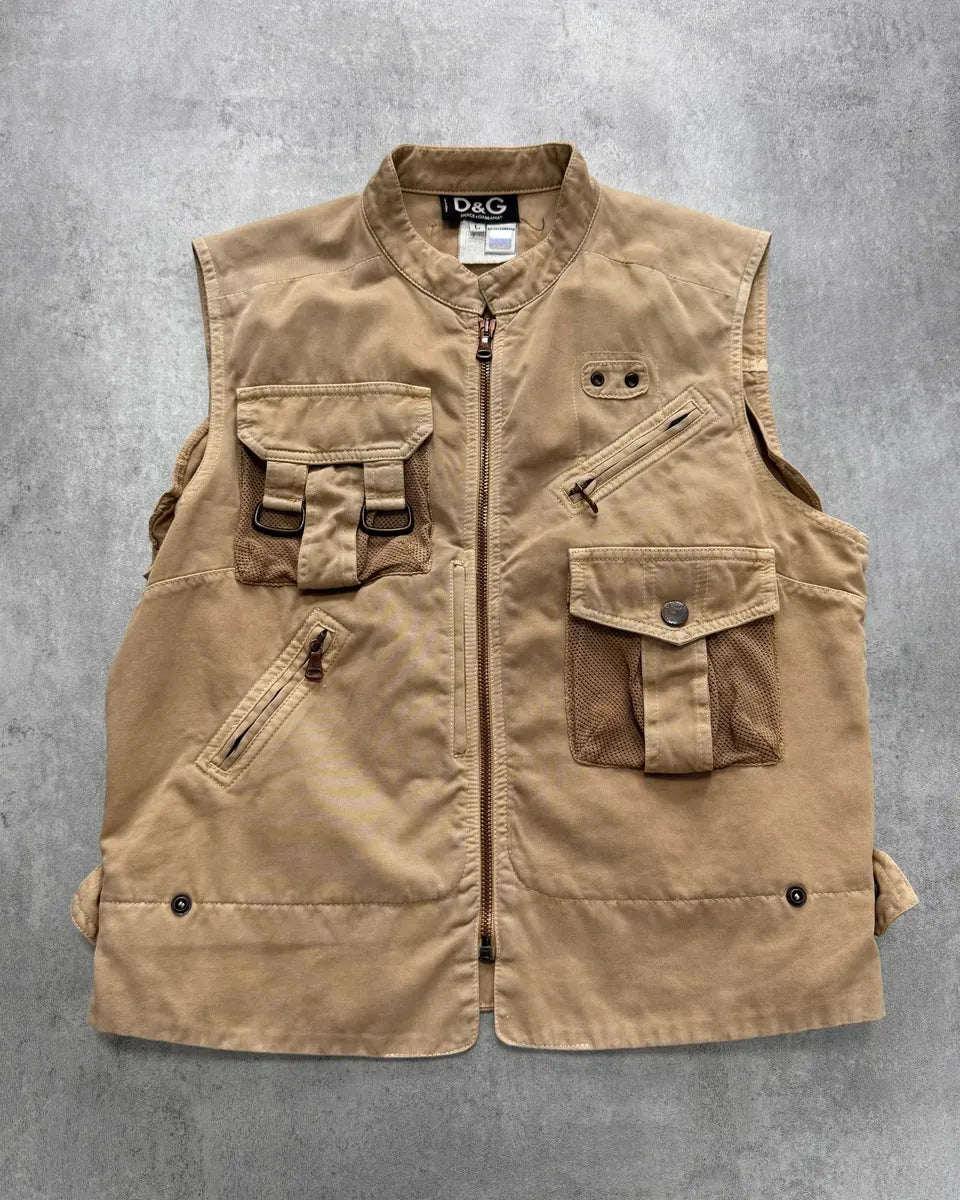 SS2003 Dolce & Gabbana Beige Cargo Combat Vest TmkpRhs 10