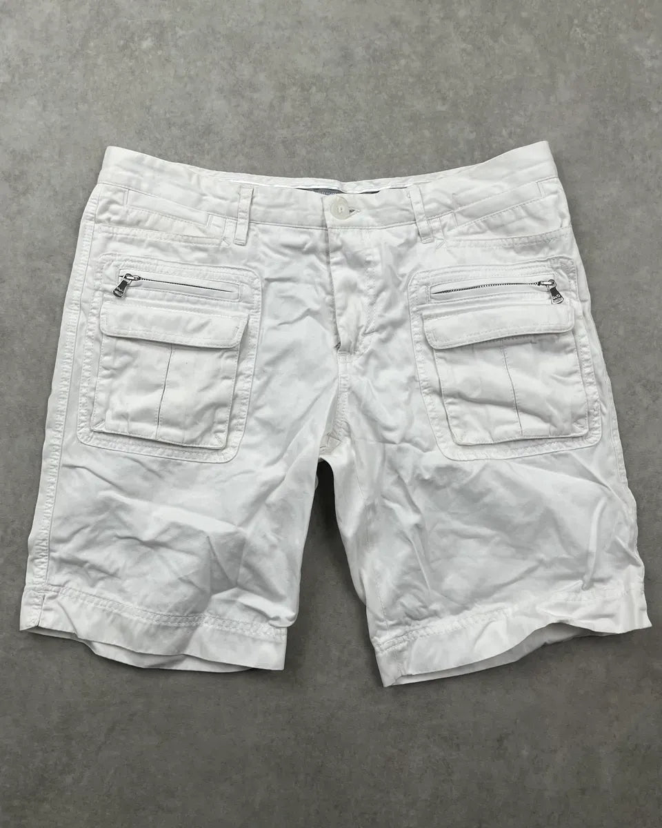 SS2003 Dolce & Gabbana White Cotton Cargo Shorts eeFZJGn 3