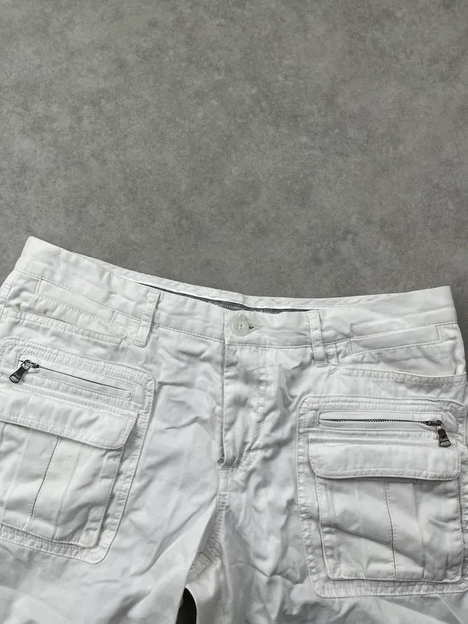 SS2003 Dolce & Gabbana White Cotton Cargo Shorts eeFZJGn 5