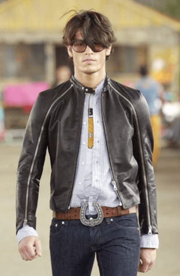 SS2003 Dsquared2 Arm Zips Black Biker Leather Biker Jacket ReESeoo 1