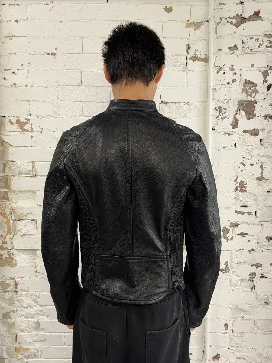 SS2003 Dsquared2 Arm Zips Black Biker Leather Biker Jacket ReESeoo 5