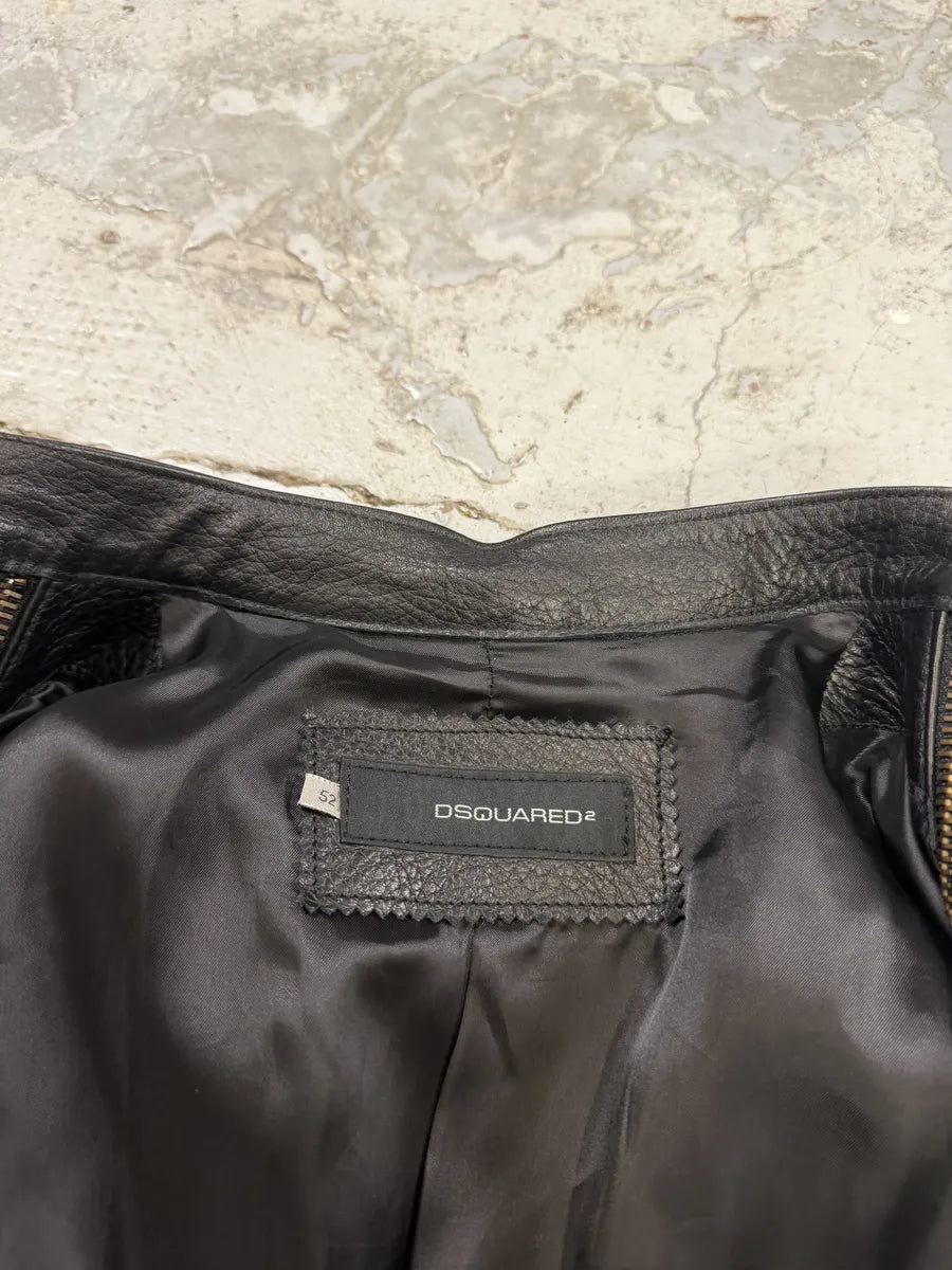 SS2003 Dsquared2 Arm Zips Black Biker Leather Biker Jacket ReESeoo 9