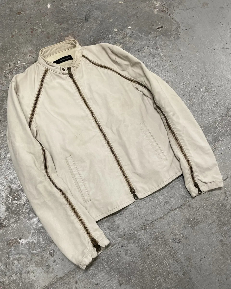 SS2003 Dsquared2 Biker Arm Zips Beige Jacket (S/M) 2