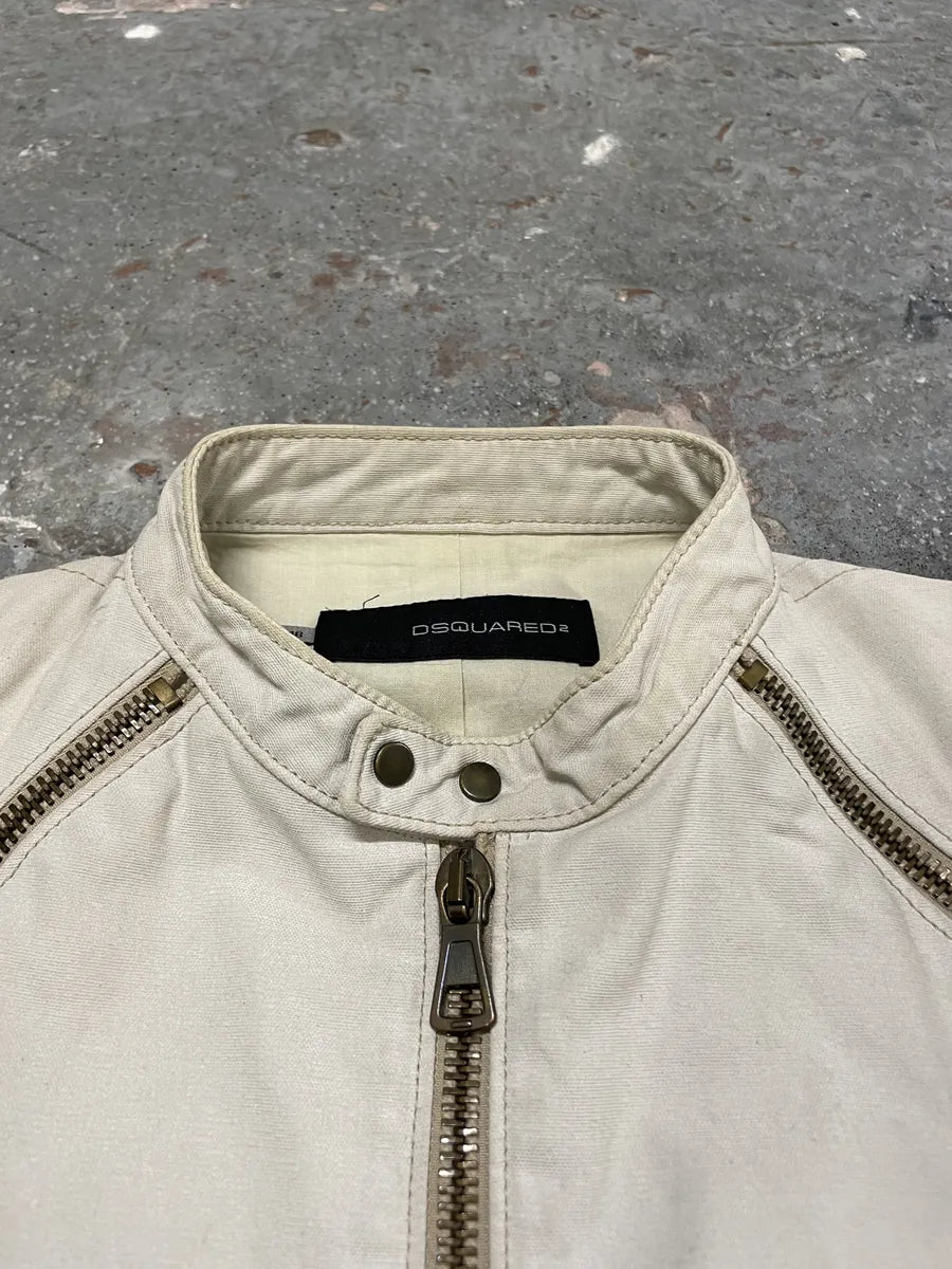 SS2003 Dsquared2 Biker Arm Zips Beige Jacket (S/M) 4