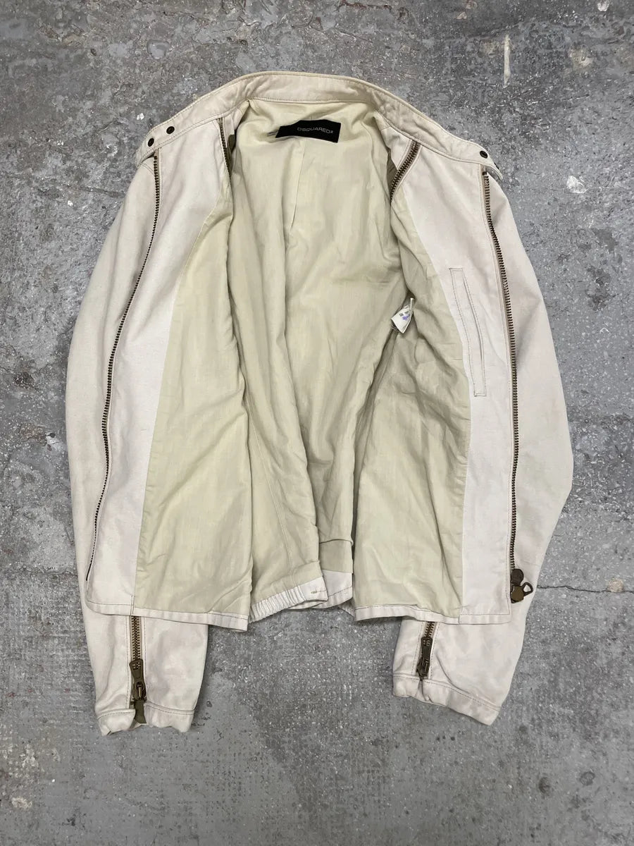 SS2003 Dsquared2 Biker Arm Zips Beige Jacket (S/M) 7