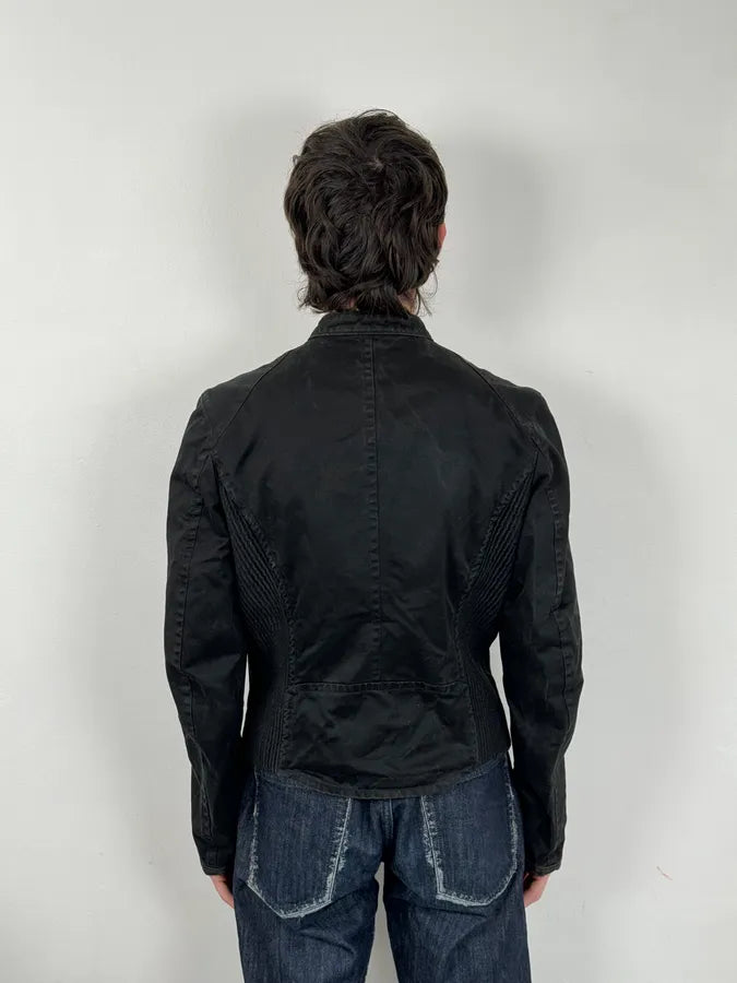 SS2003 Dsquared2 Black Arm Zip Biker Jacket HPXzxkL 2