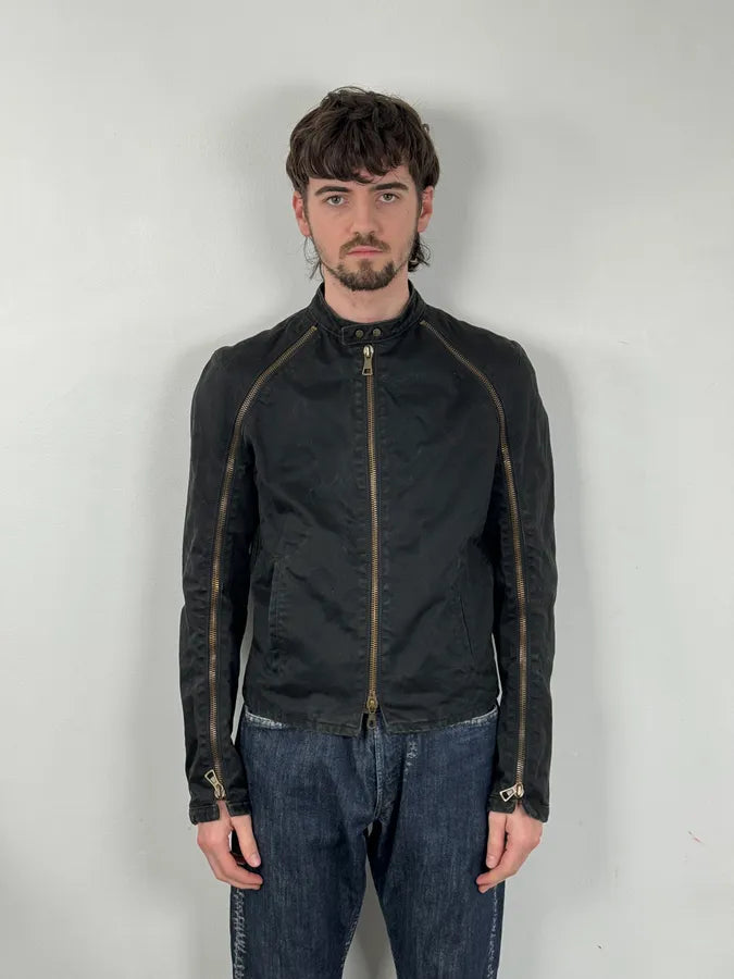 SS2003 Dsquared2 Black Arm Zip Biker Jacket HPXzxkL 0