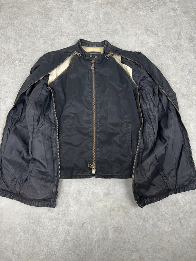 SS2003 Dsquared2 Black Arm Zip Biker Jacket HPXzxkL 5