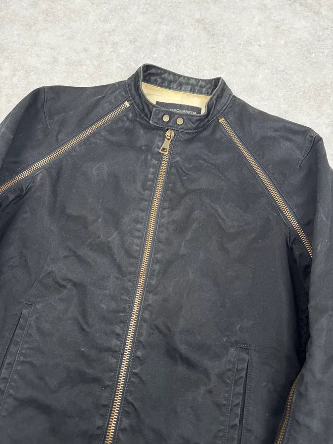 SS2003 Dsquared2 Black Arm Zip Biker Jacket HPXzxkL 7
