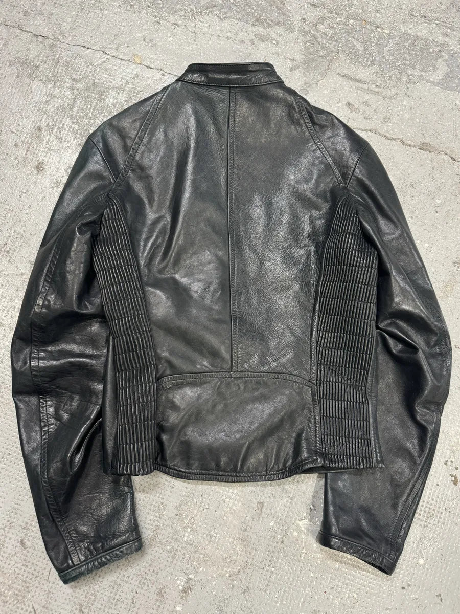 SS2003 Dsquared2 Full Arm Zip Black Biker Leather Jacket (S) auRzSYX 3