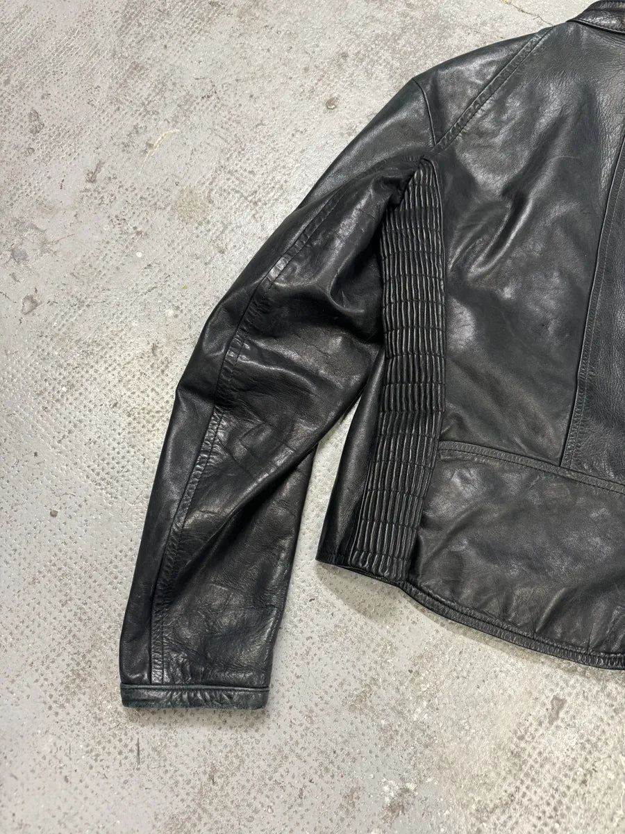 SS2003 Dsquared2 Full Arm Zip Black Biker Leather Jacket (S) auRzSYX 6