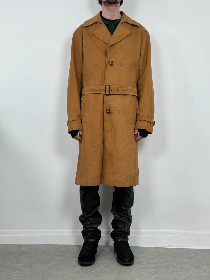 SS2003 Emporio Armani Beige Leather Trench Jacket uvqlSyS 1