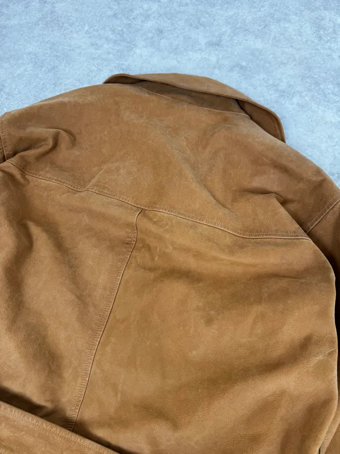 SS2003 Emporio Armani Beige Leather Trench Jacket uvqlSyS 5