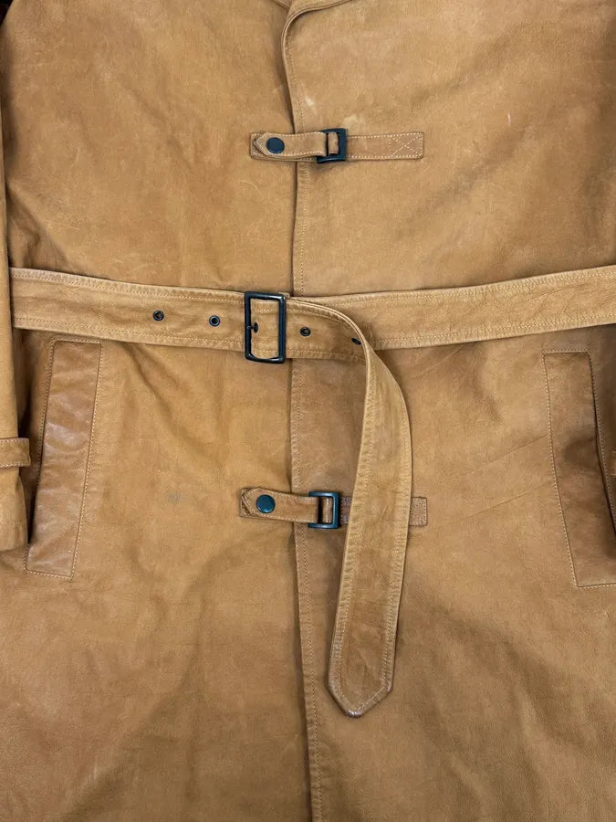 SS2003 Emporio Armani Beige Leather Trench Jacket uvqlSyS 8