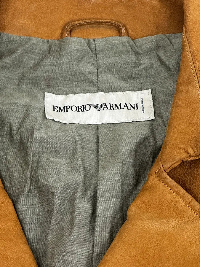 SS2003 Emporio Armani Beige Leather Trench Jacket uvqlSyS 9