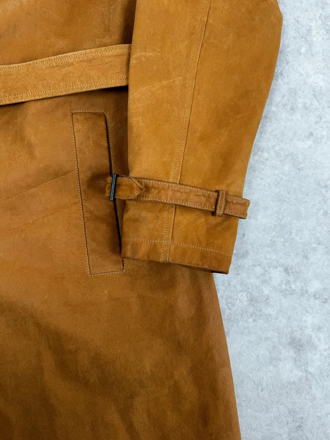 SS2003 Emporio Armani Beige Leather Trench Jacket uvqlSyS 7