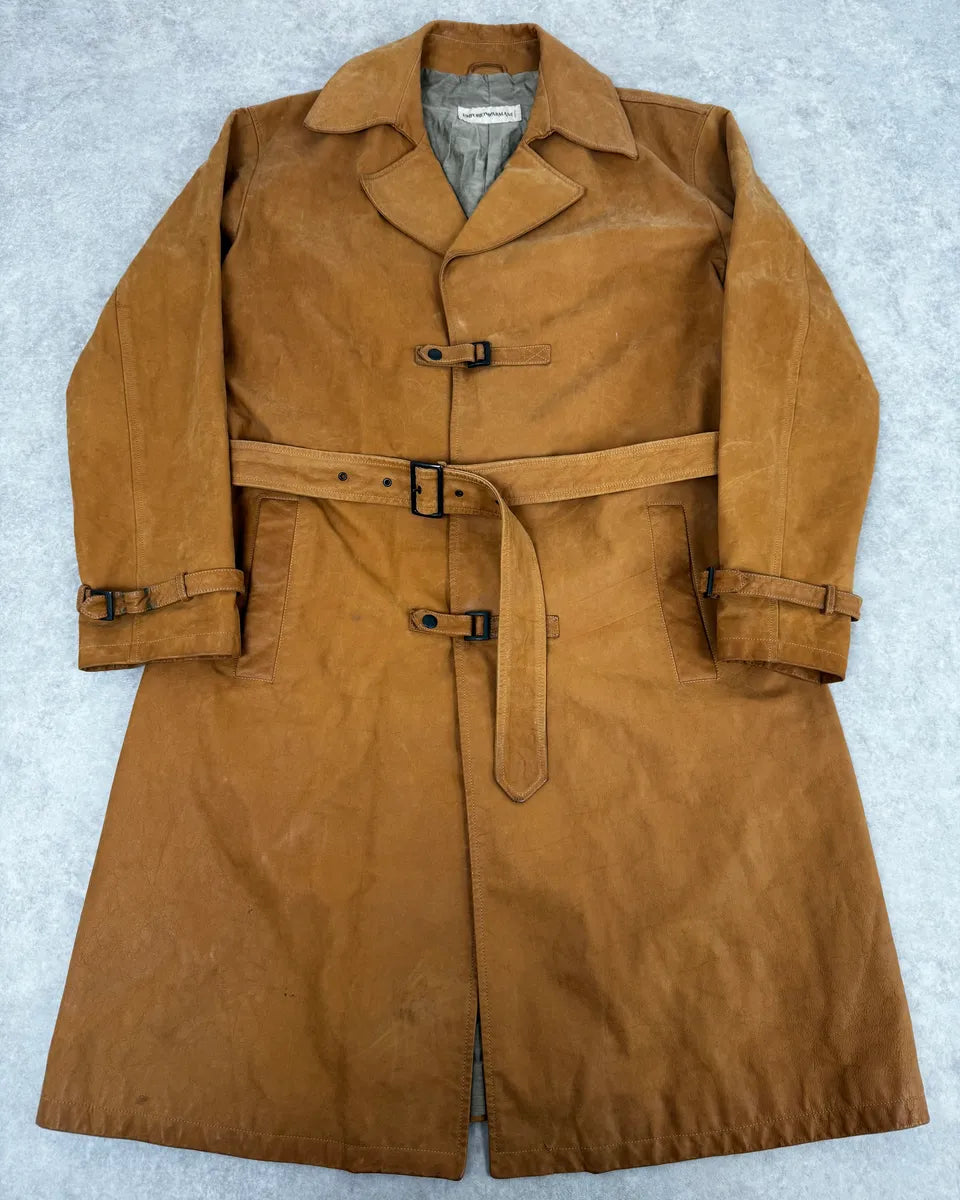 SS2003 Emporio Armani Beige Leather Trench Jacket uvqlSyS 0