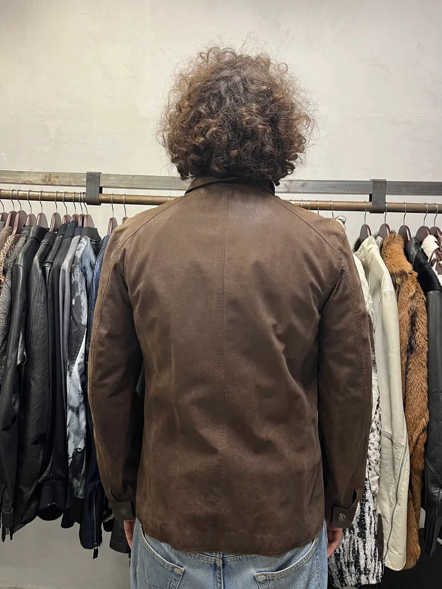 SS2003 Emporio Armani Brown Leather Buttoned Jacket KpgEdte 3
