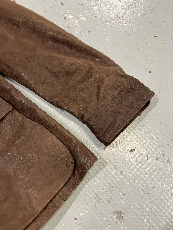 SS2003 Emporio Armani Brown Leather Buttoned Jacket KpgEdte 6