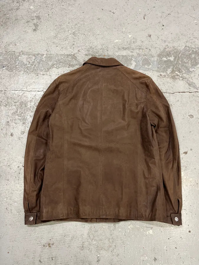 SS2003 Emporio Armani Brown Leather Buttoned Jacket KpgEdte 7