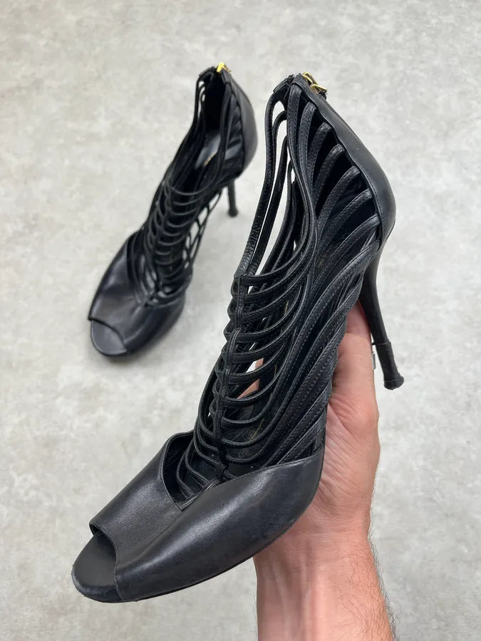 SS2003 Gucci Black Leather Strappy Heels by Tom Ford LUosNvK 0