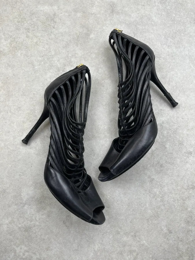 SS2003 Gucci Black Leather Strappy Heels by Tom Ford LUosNvK 2