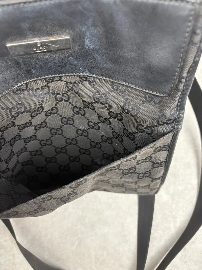 SS2003 Gucci G Propaganda Black Hybrid Leather Shoulder Bag dVzhaGv 7