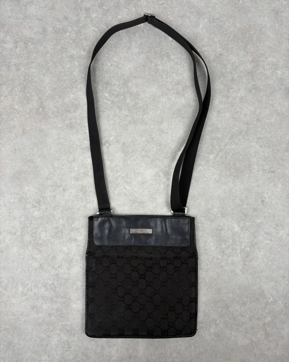 SS2003 Gucci G Propaganda Black Hybrid Leather Shoulder Bag dVzhaGv 0