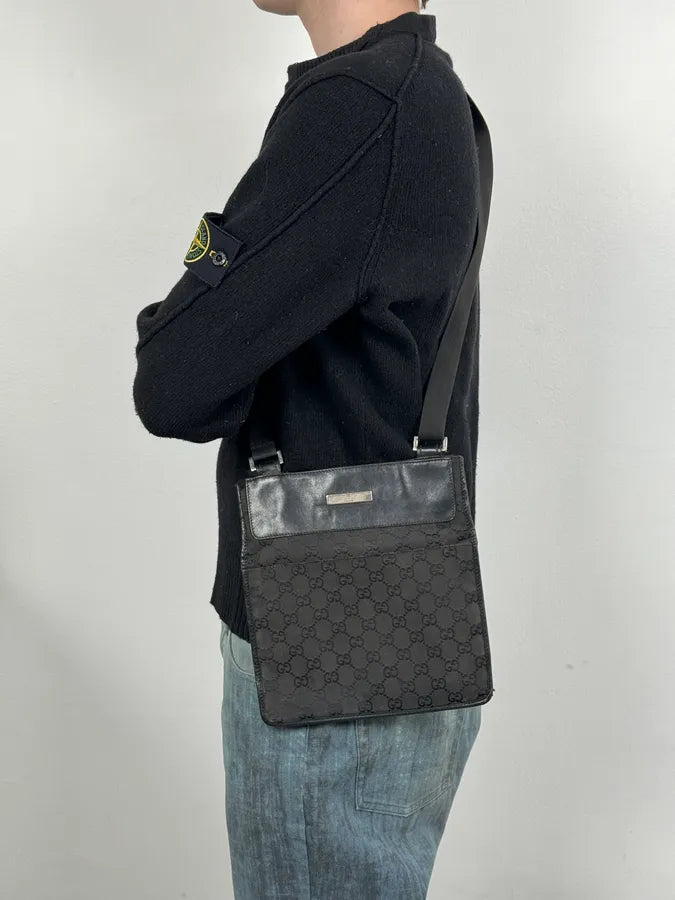 SS2003 Gucci G Propaganda Black Hybrid Leather Shoulder Bag dVzhaGv 2