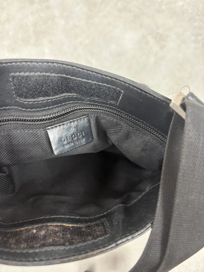 SS2003 Gucci G Propaganda Black Hybrid Leather Shoulder Bag dVzhaGv 6