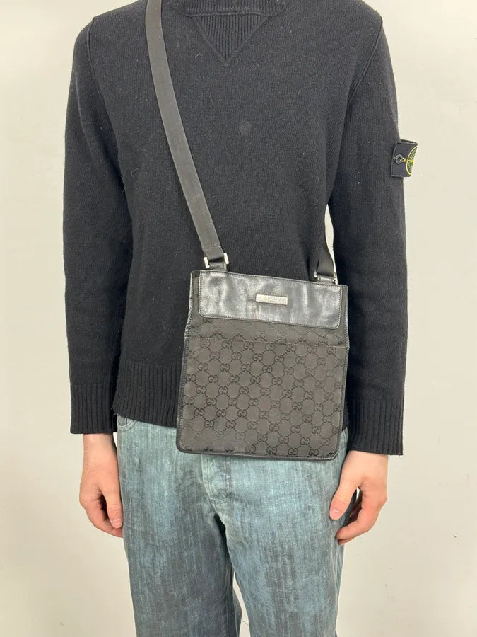 SS2003 Gucci G Propaganda Black Hybrid Leather Shoulder Bag dVzhaGv 1