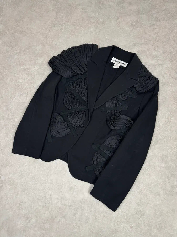 SS2003 Issey Miyake Black Blazer Plissed Jacket Qxnjiwu 6