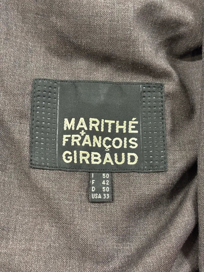 AW2002 Marithé + François Girbaud Pleats Brown Leather Avant-Garde Blazer Jacket RTovzuY 8