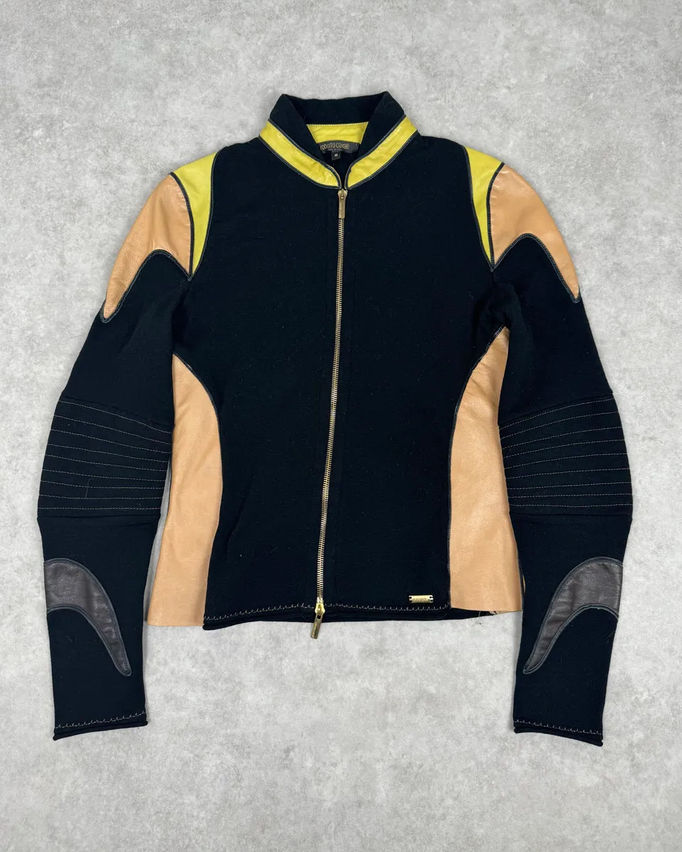 SS2003 Roberto Cavalli Beige & Black Zip-up Jacket VhImsXH 0