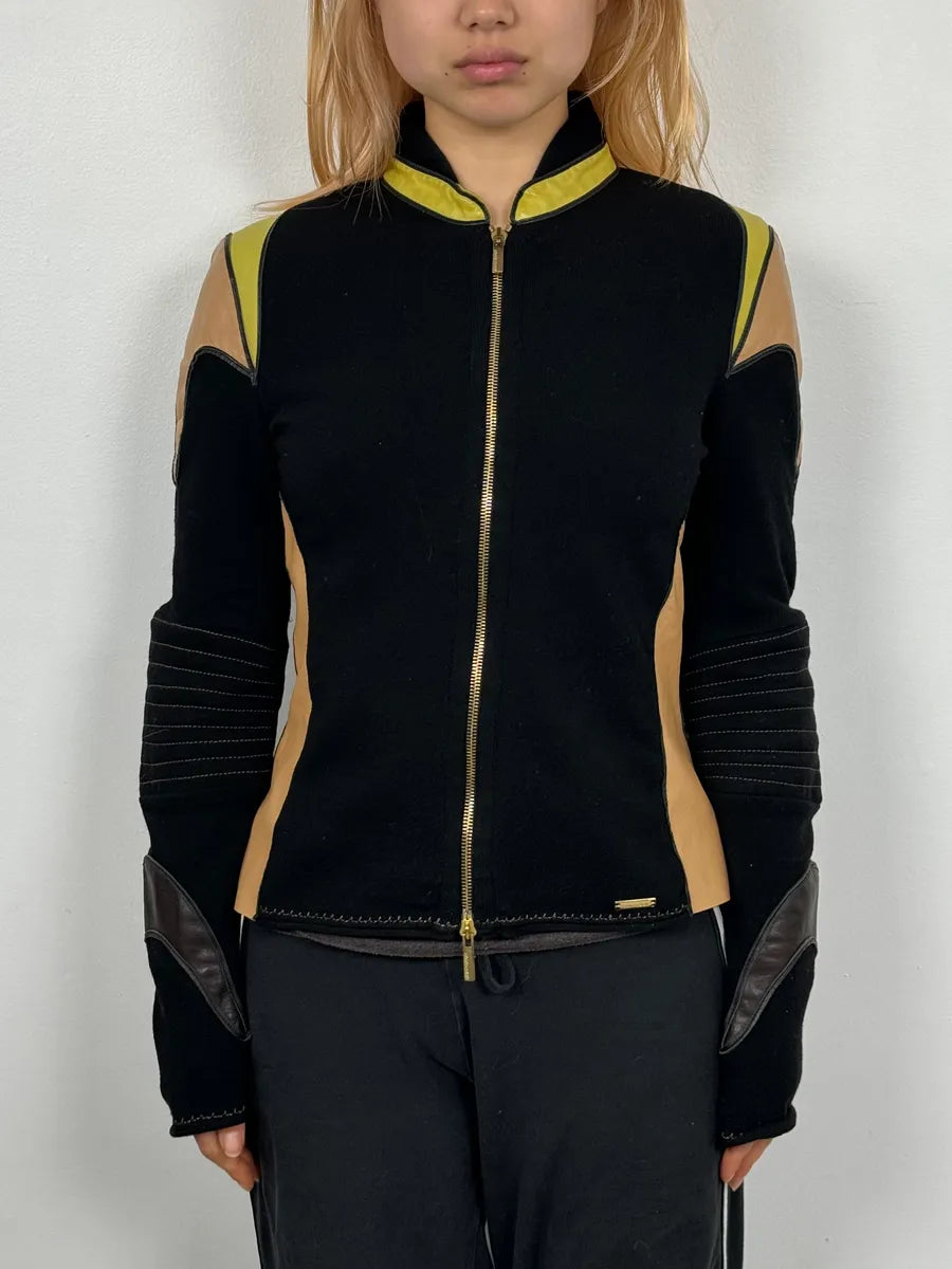 SS2003 Roberto Cavalli Beige & Black Zip-up Jacket VhImsXH 1
