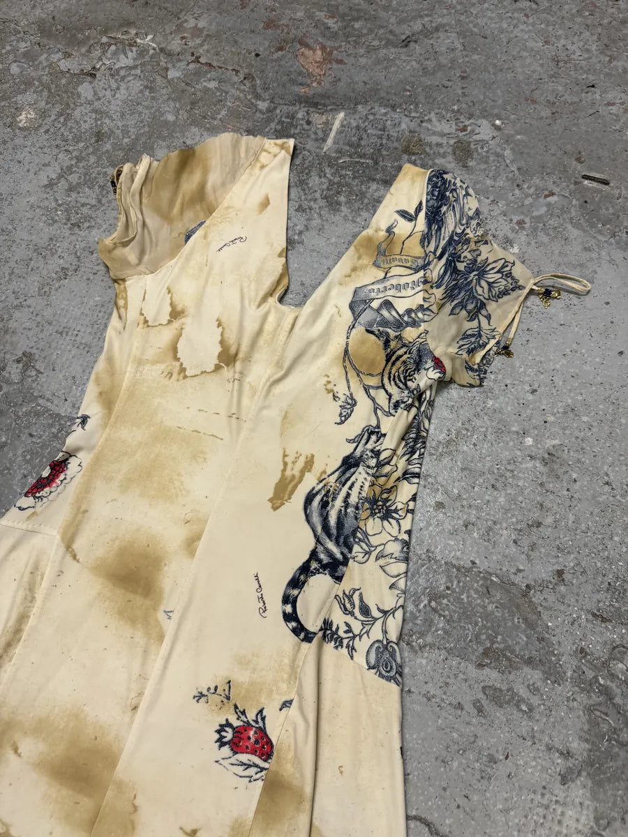 SS2003 Roberto Cavalli Beige Silk Tattoo Dress KbpIxbs 3