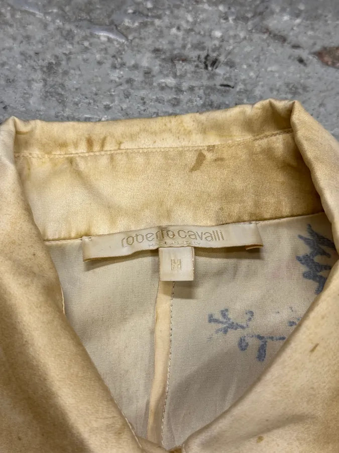 SS2003 Roberto Cavalli Beige Tattoo Flowers Shirt owvnZVD 6