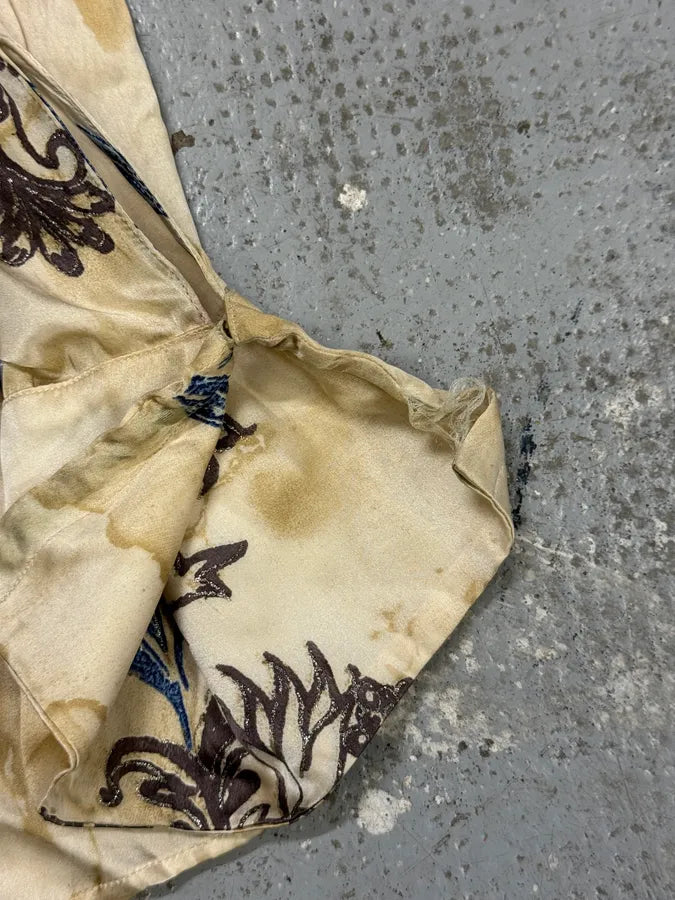 SS2003 Roberto Cavalli Beige Tattoo Flowers Shirt owvnZVD 7