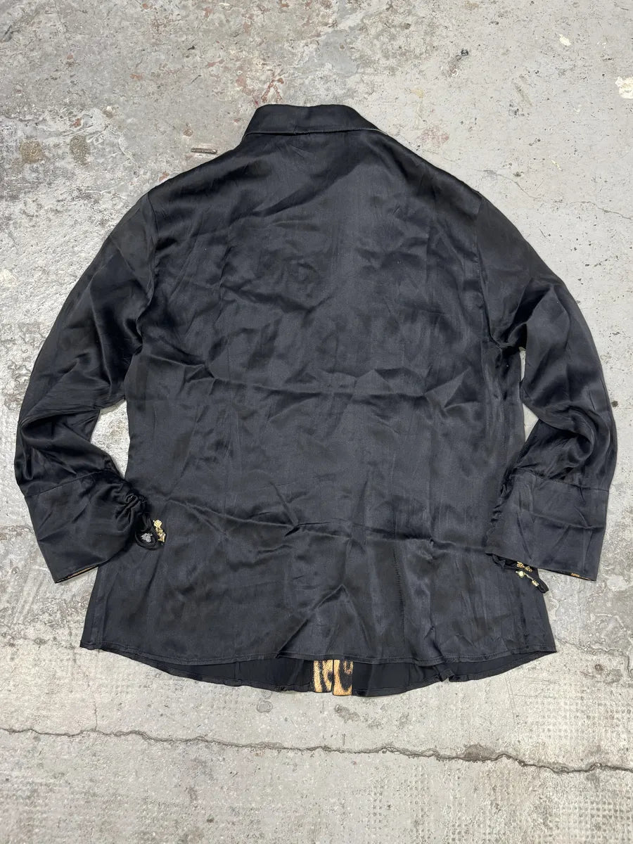 SS2003 Roberto Cavalli Black Leopard Lining Shirt TUHqoXy 2