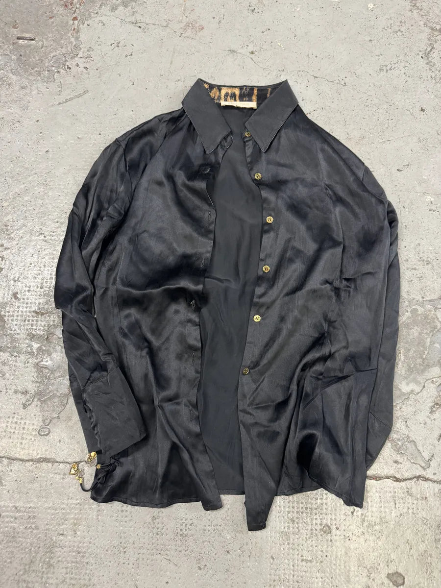 SS2003 Roberto Cavalli Black Leopard Lining Shirt TUHqoXy 3
