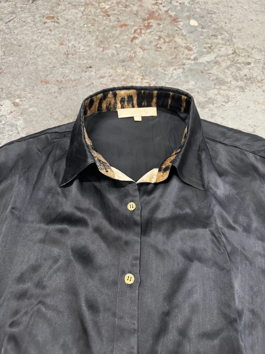 SS2003 Roberto Cavalli Black Leopard Lining Shirt TUHqoXy 4