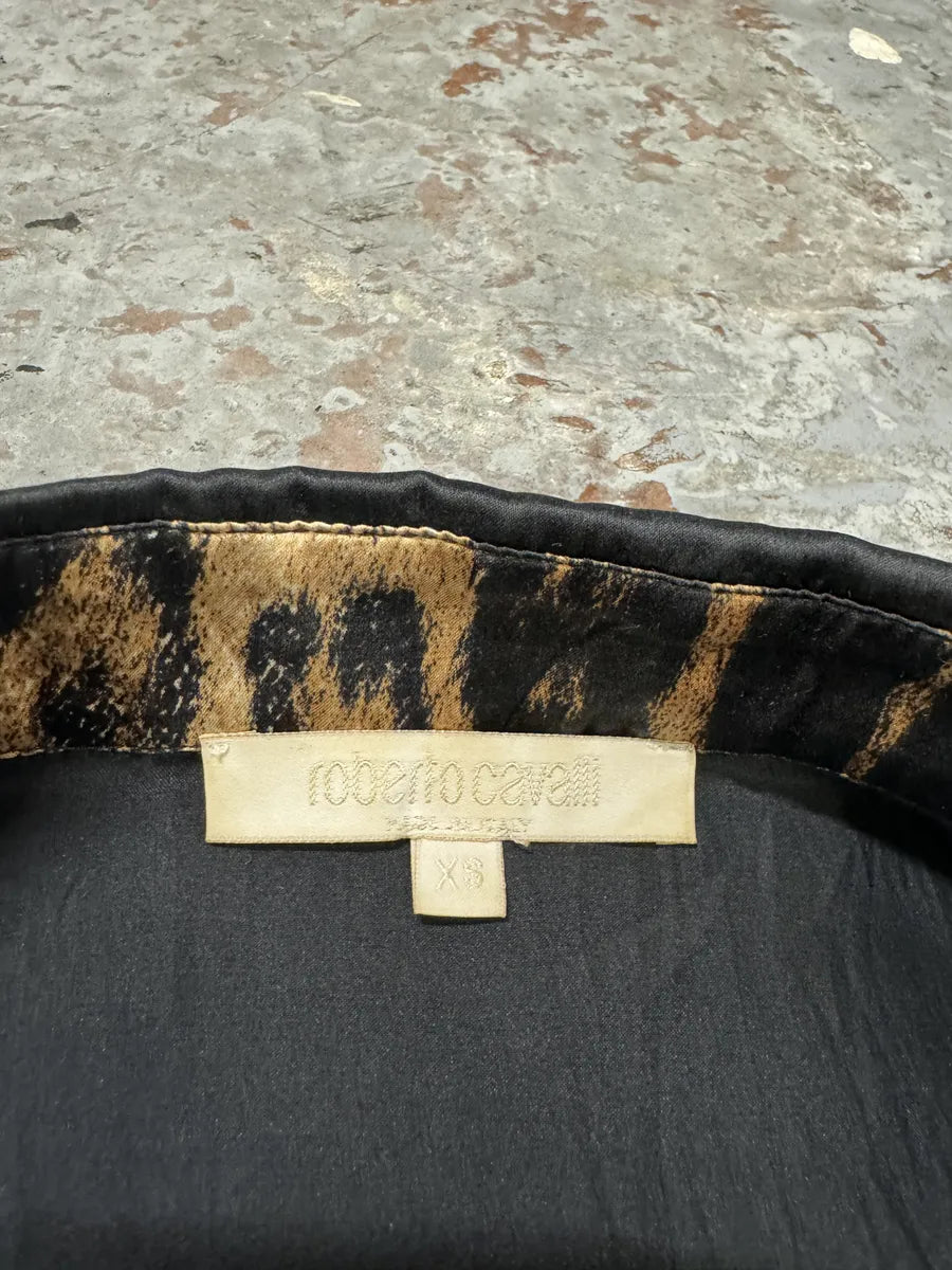 SS2003 Roberto Cavalli Black Leopard Lining Shirt TUHqoXy 5