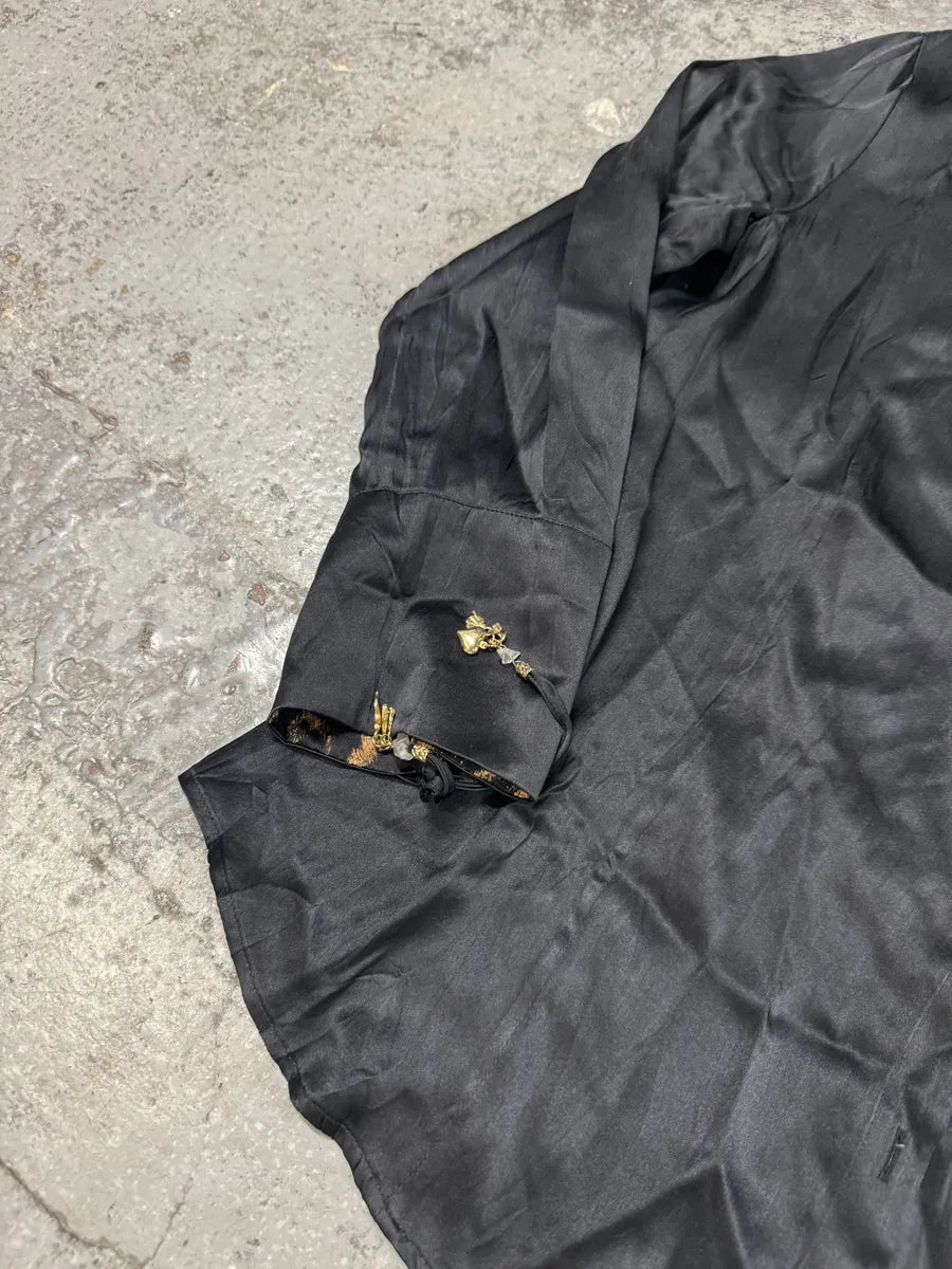 SS2003 Roberto Cavalli Black Leopard Lining Shirt TUHqoXy 7