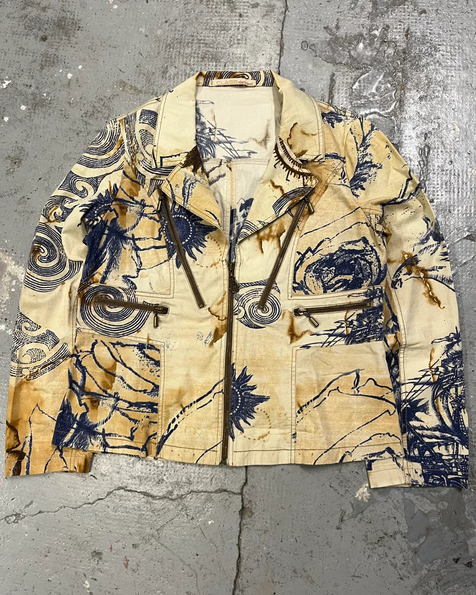 SS2003 Roberto Cavalli Class Graphic Creamy Tattoo Jacket sJmIAIF 0