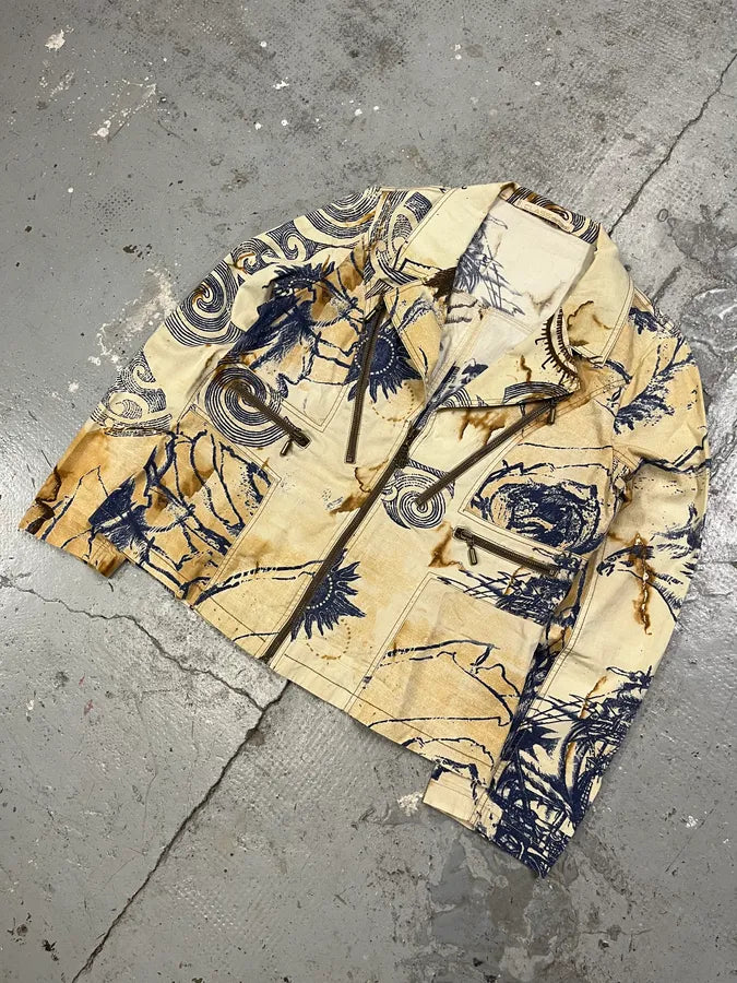 SS2003 Roberto Cavalli Class Graphic Creamy Tattoo Jacket sJmIAIF 1