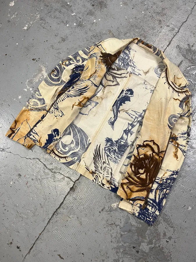 SS2003 Roberto Cavalli Class Graphic Creamy Tattoo Jacket sJmIAIF 2