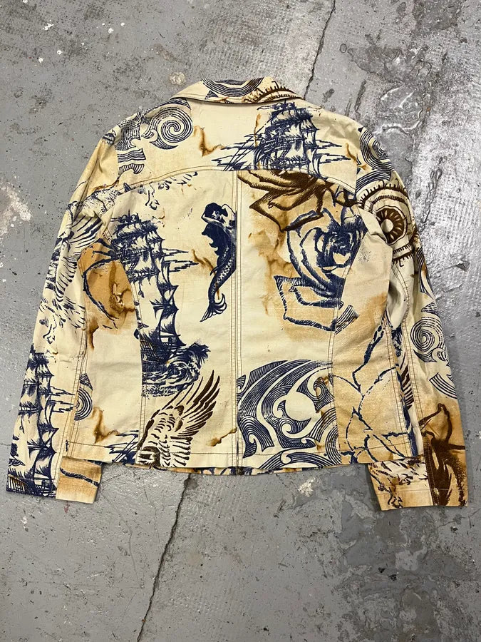 SS2003 Roberto Cavalli Class Graphic Creamy Tattoo Jacket sJmIAIF 5