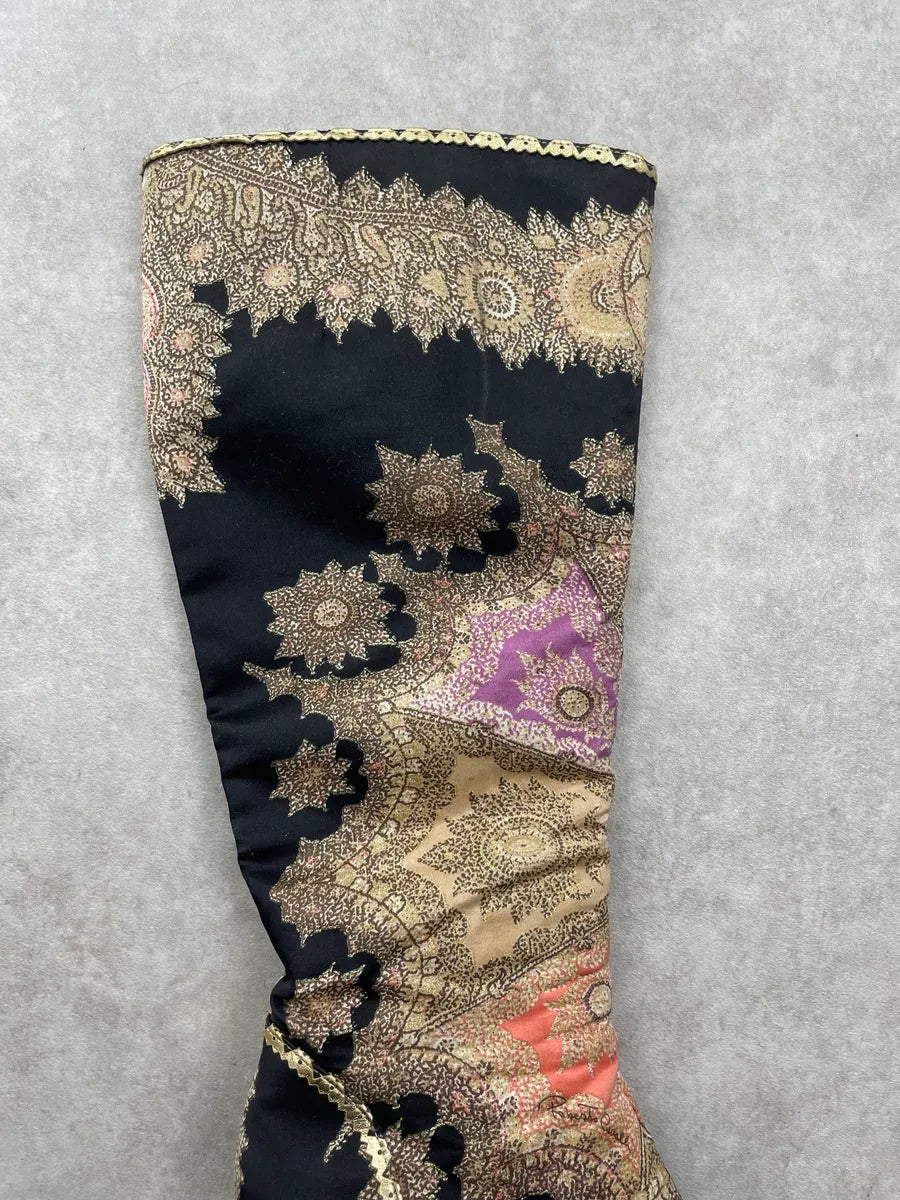 SS2003 Roberto Cavalli Embroidered Chinese Heels Boots XmGHaPU 4