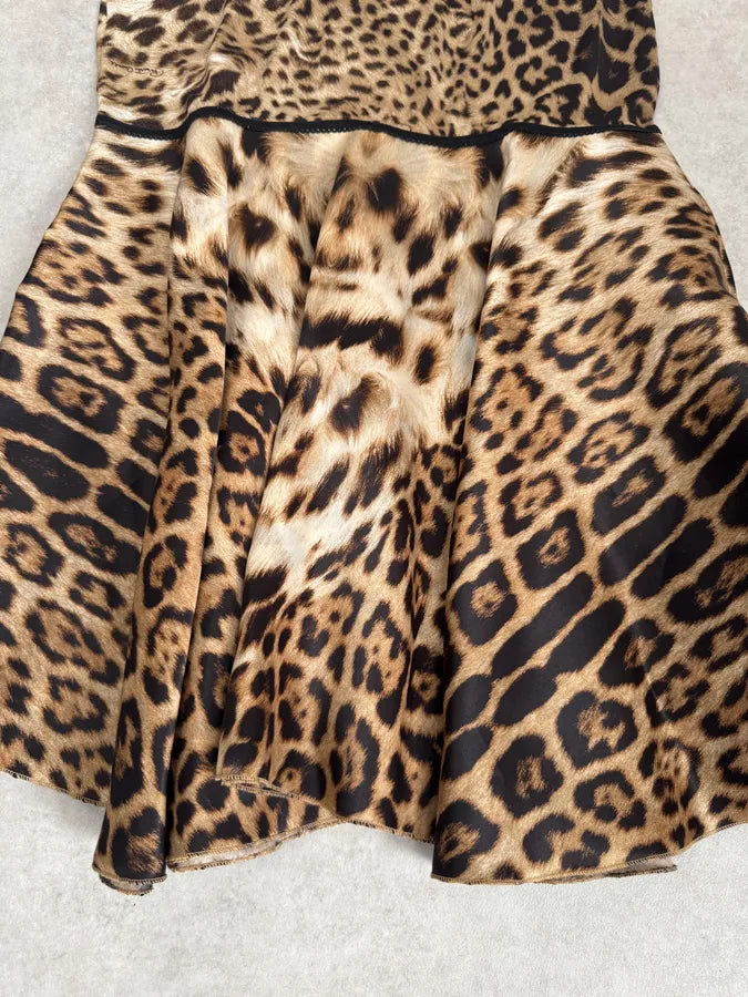 SS2003 Roberto Cavalli Leopard Print Silk Dress TxRlUvx 6